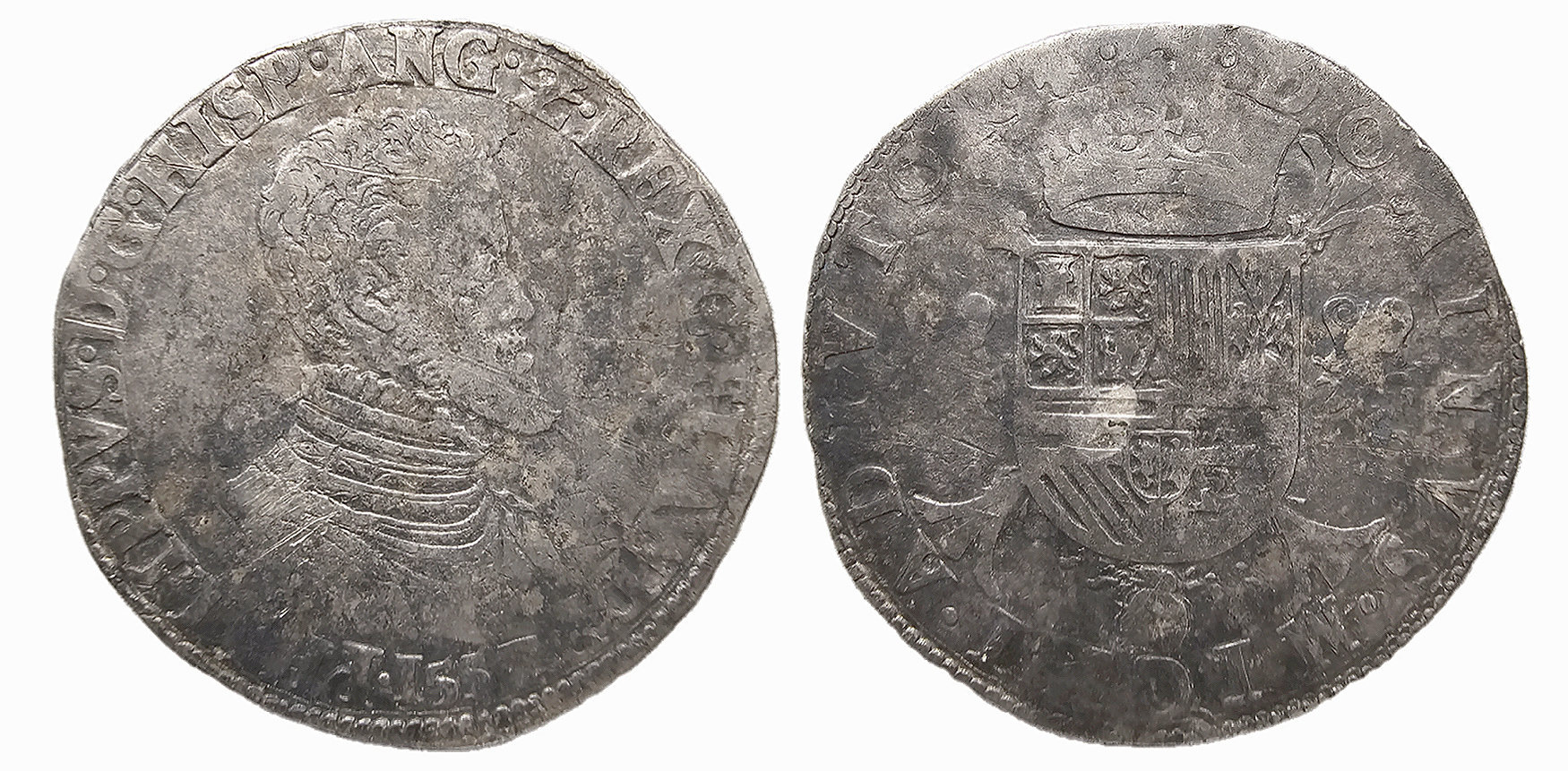 Felipe II  Escudo de Amberes 1557, (Vanhoudt 254.BG (R2)  Conservación: MBC  Peso: 33,35 g.